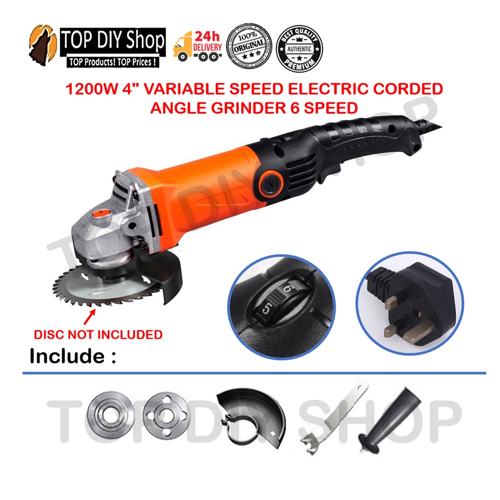 6 Speed 1200W 4" Car Polish Adjustable Angle Grinder Mesin Polish