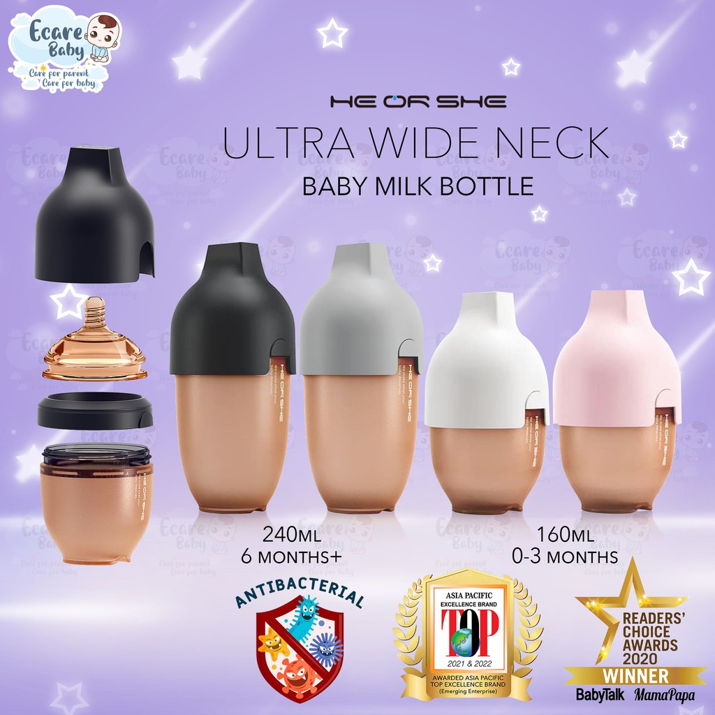 100 Original He Or She Baby Bottle Ultra Wide Neck Baby Milk Bottle Botol Susu Baby Baby Bottle Shopee Malaysia