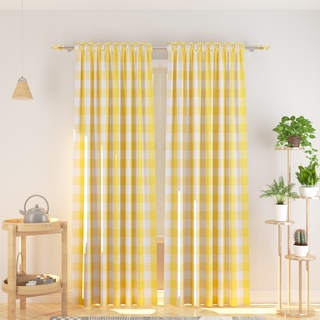 yellow buffalo check kitchen curtains