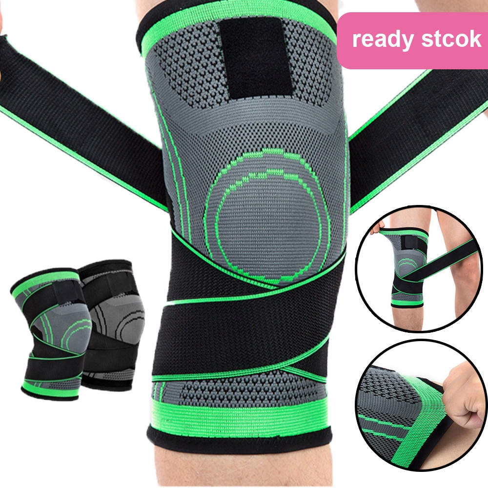 ?Ready Stock?3D Knee Guard Weaving Pressurization Knee Brace Protector Men And Women Sports Elastic Guard Knee Pad Fitne
