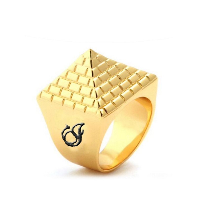 SeuSuk Men Fashion Hip Hop Punk Gold Ring Egyptian Pyramids Ring Fashion Jewelry