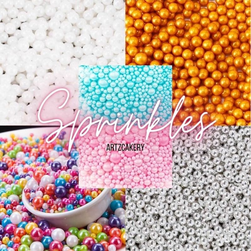 Edible Sprinkles Pearl White Gold Silver Rainbow Pink Blue Birthday Cake Decorations Sprinkle 2mm 7mm