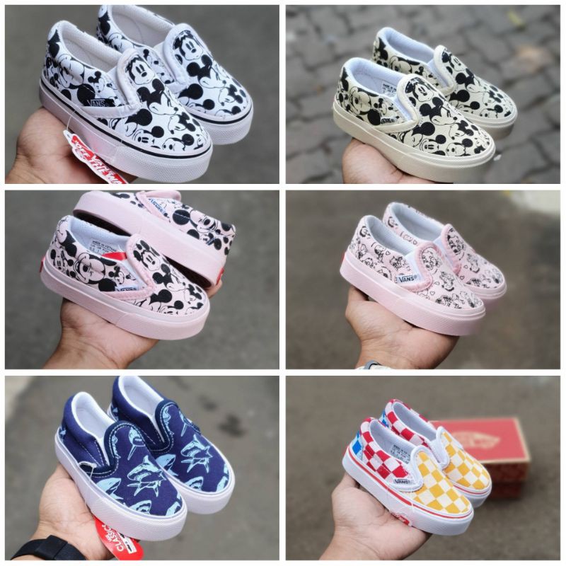 Vans Shoes For Children Slip On Cartoon Mickey Mouse Snoopy Shark | Sepatu  Vans Anak Slip On Motif Kartun Mickey Mouse Snoopy Shark | Shopee Malaysia