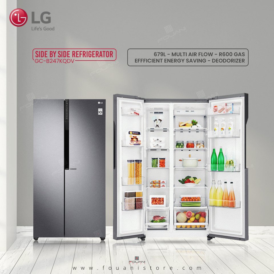 LG SidebySide Refrigerator GCB247KQDV with Multi Air Flow & Inverter