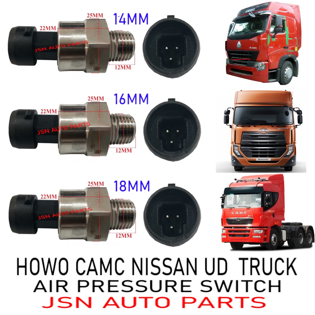 AIR PRESSURE SWITCH 14MM,16MM,18MM HOWO CAMC NISSAN UD TRUCK LORRY ...