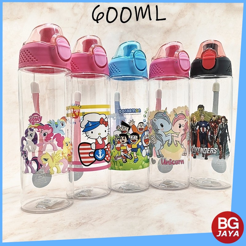 600ML Kids Cartoon Water Bottle Drinking Bottle BPA Free 