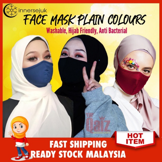Innersejuk Face mask Kain  Black Anti Dust Washable 