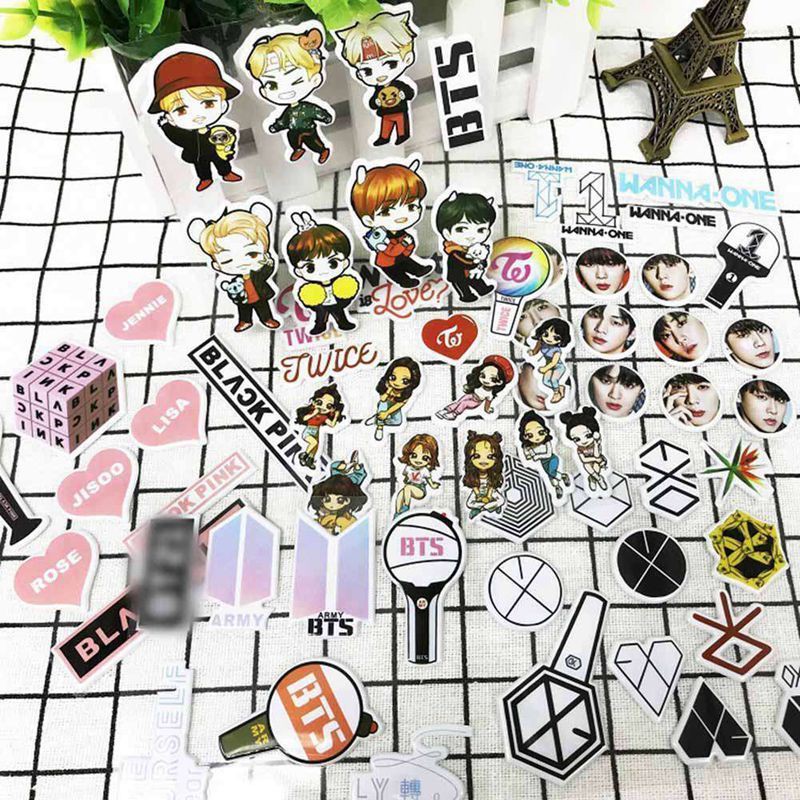 Fashion Kpop Bubble Stickers Bts Exo Twice Wanna One Black Pink Diy Sticker Bts Cartoon Arts Crafts Stickers Cristap Pl