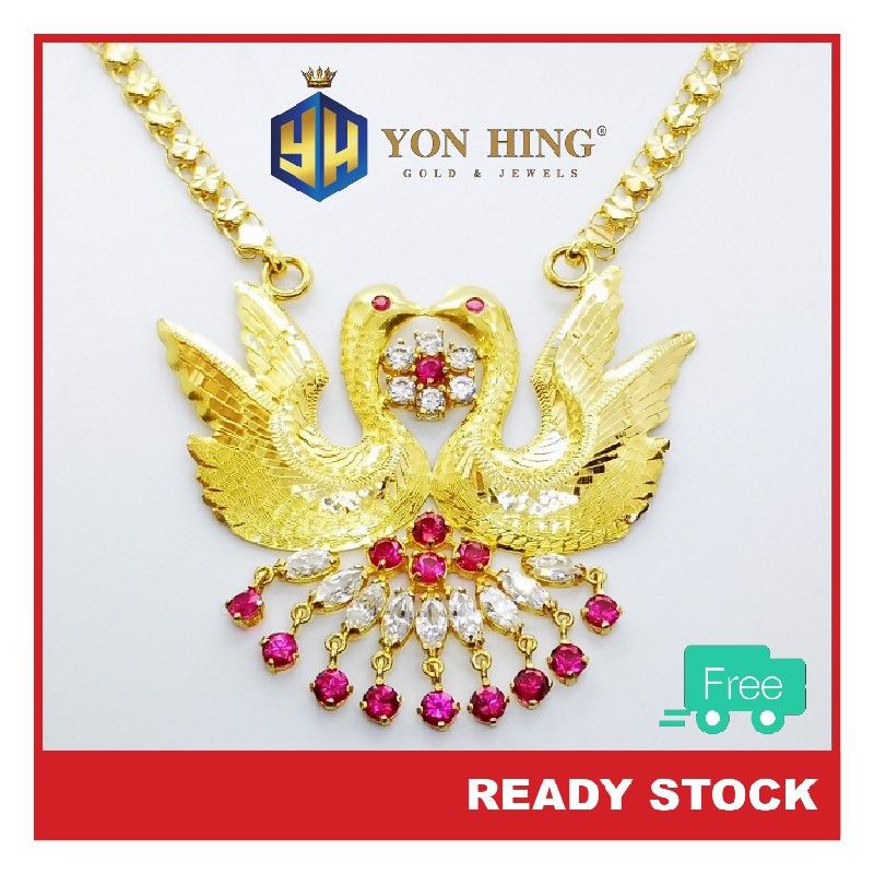 Rantai Leher Malai Peacock Design India Emas 916 35 95g 69cm