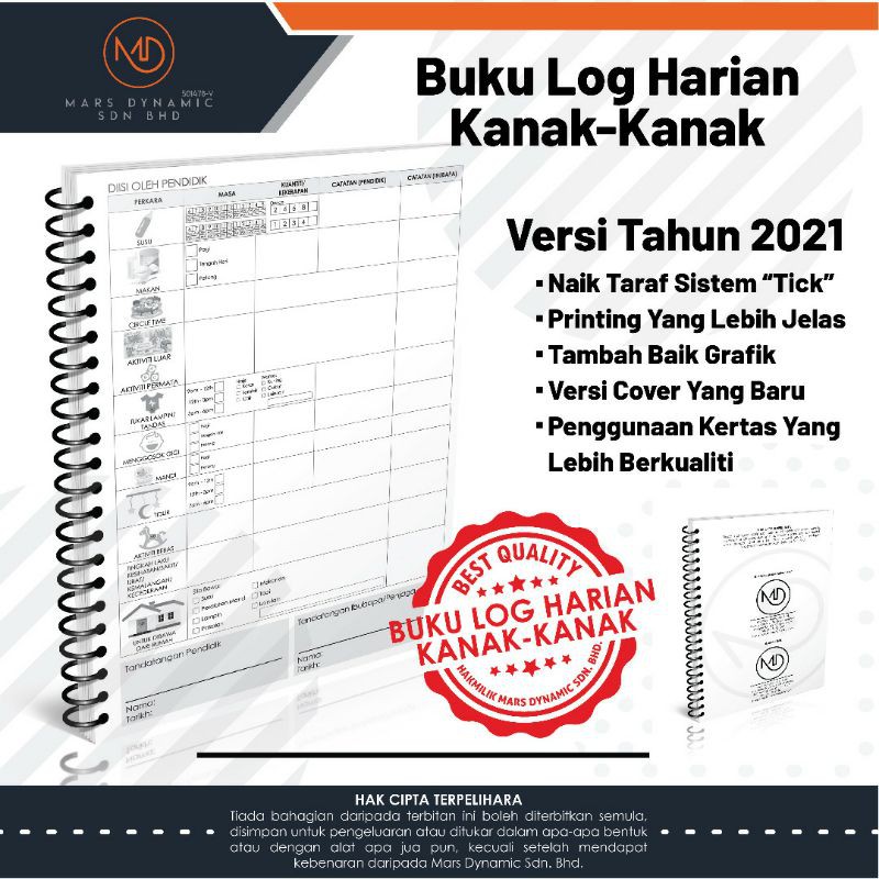 Buku Log Harian Taska Tadika Pusat Jagaan Taska Rumah Logbook Shopee Malaysia