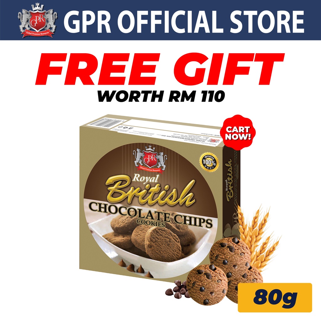 GPR Royal British Chocolate Chips Cookies 80g Biskut Biscuit Wedding