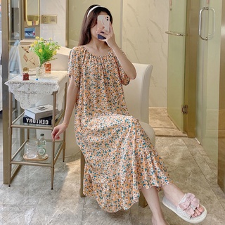 READY STOCK】Universal Size Cotton Night dress Plus Size Pajamas