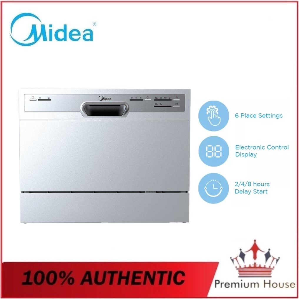 Midea WQP63607 Tabletop Dishwasher With 6 Place Settings With 30min