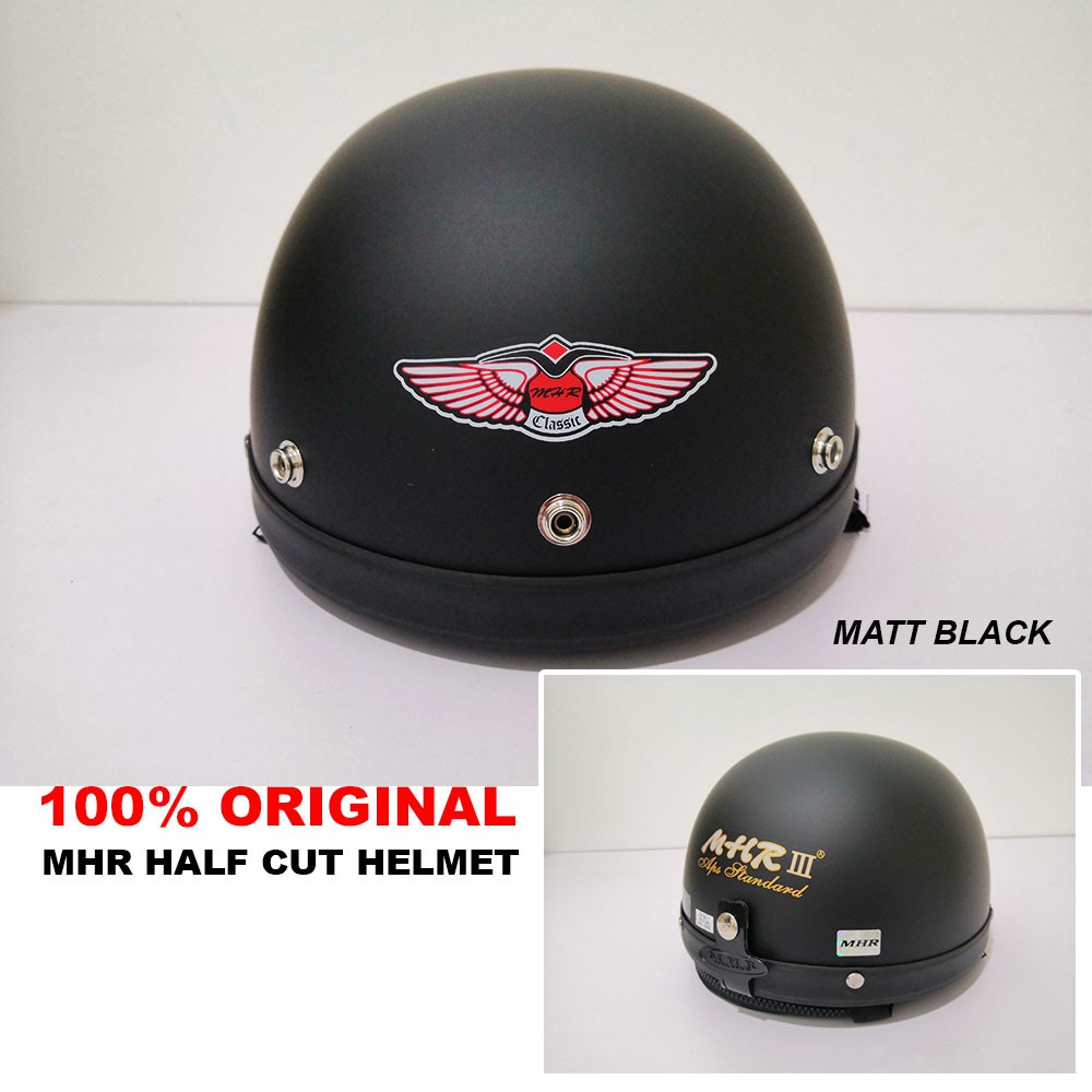 100 ORIGINAL MHR HALF CUT HELMET MATT BLACK Shopee Malaysia