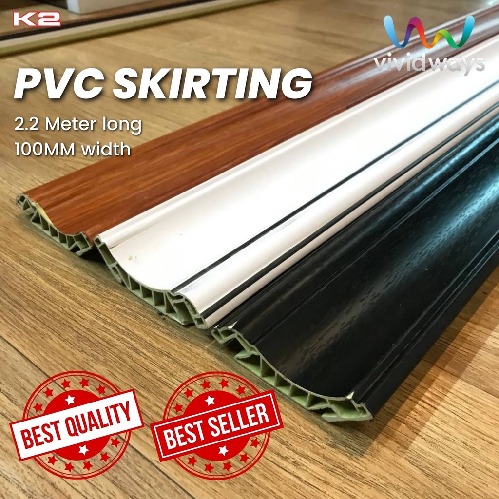 K2 VIVIDWAYS PVC SKIRTING 2.2 METER LONG 100MM HEIGHT(Black/White/Brown) Shopee Malaysia