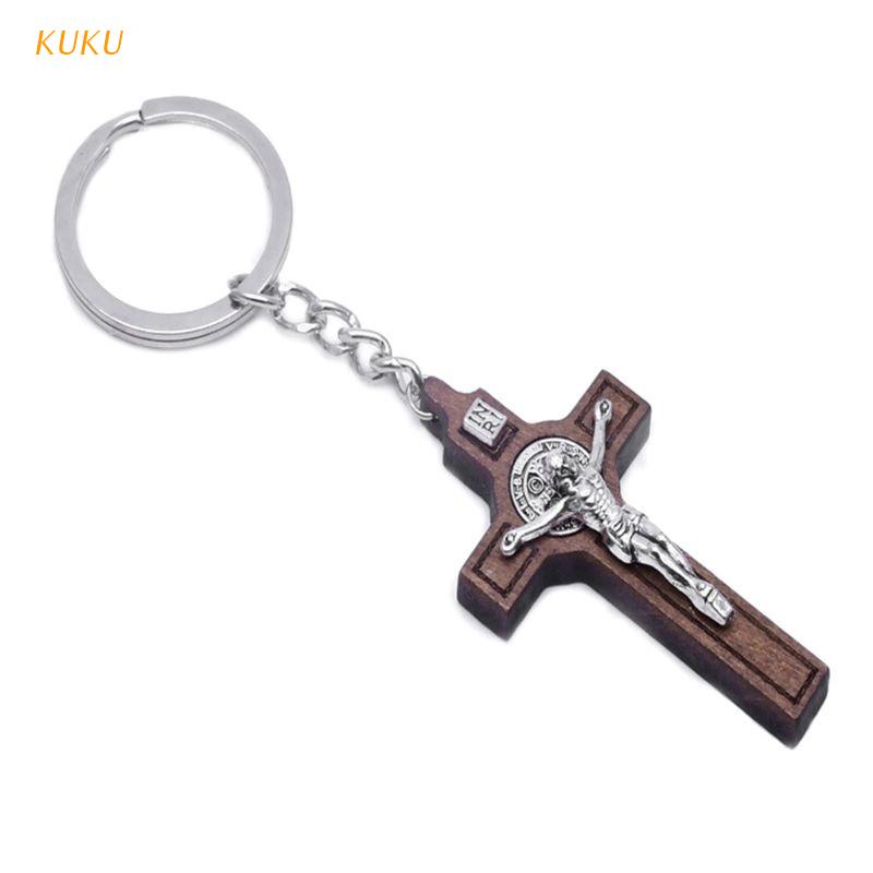 [KUKU] Christian Jesus Cross Keychain Religious Key Ring Jewelry Bag Pendant Car Souvenirs Gifts