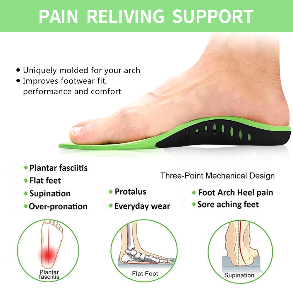 Orthopedic Inserts for Pain Relief Orthotic Insole Supply Foot Support for Flat Feet Plantar Fasciitis Insoles for Men and Women Supination Shoe Insoles with Arch Supports Over-Pronation 