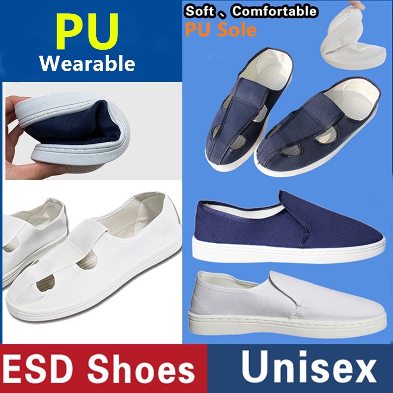 Cleanroom Shoes Esd Shoes kasut esd Anti Static Shoes White Navy blue Putih  Unisex Safety ESD Shoe PU industrialize | Shopee Malaysia