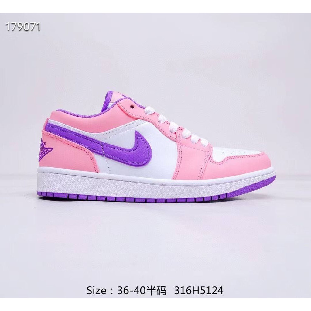 pink purple and white jordans