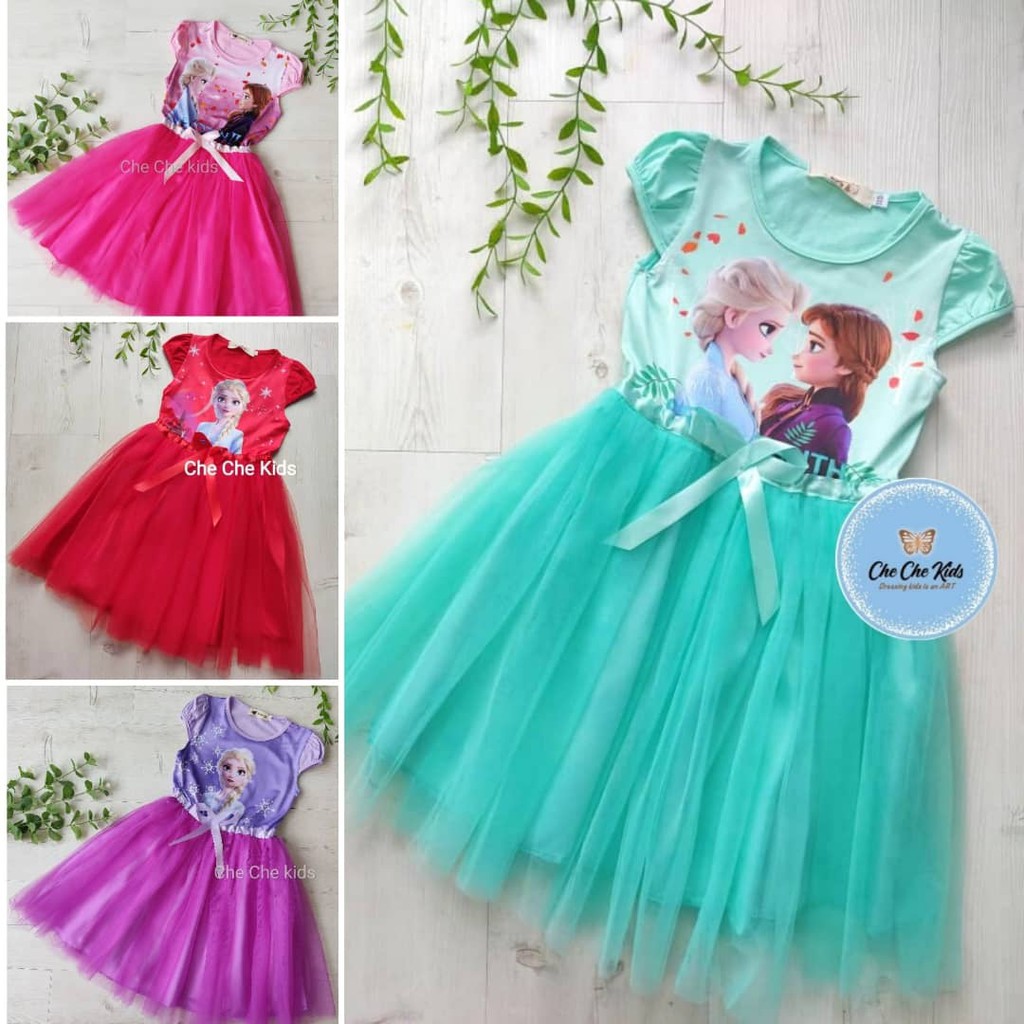 Girl Frozen Dress Princess Dress Tutu Dress Gaun Budak Perempuan Baju Frozen 1y 8y Ready Stock By Che Che Kids