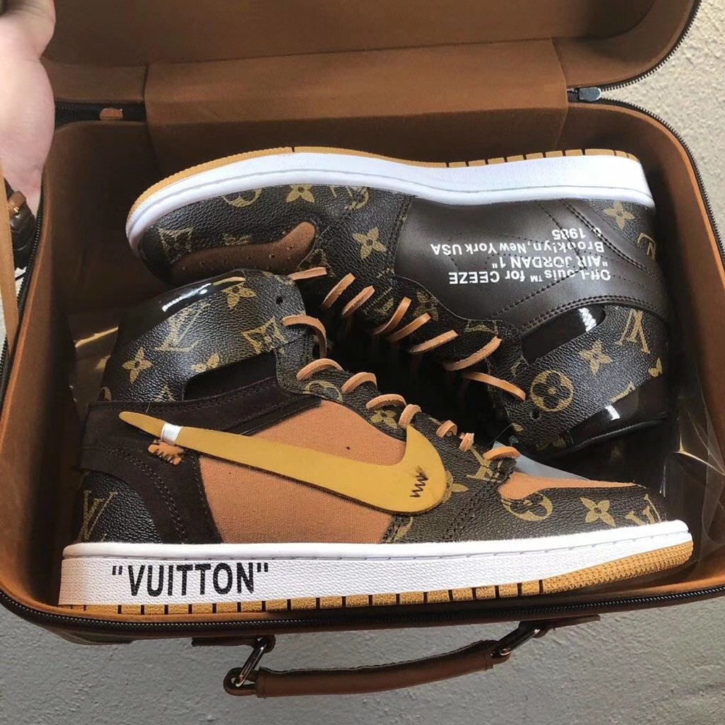 Nike off-white and AJ1 Jointly Louis Vuitton Leather shoes LV Bag Man Shoes | Shopee Malaysia