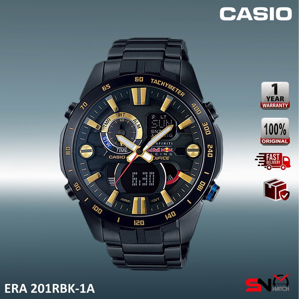 Casio Edifice Ready Stock Men Watch Infiniti Red Bull Fashion Quartz Analog Digital Jam Tangan Lelaki Era 201rbk Shopee Malaysia