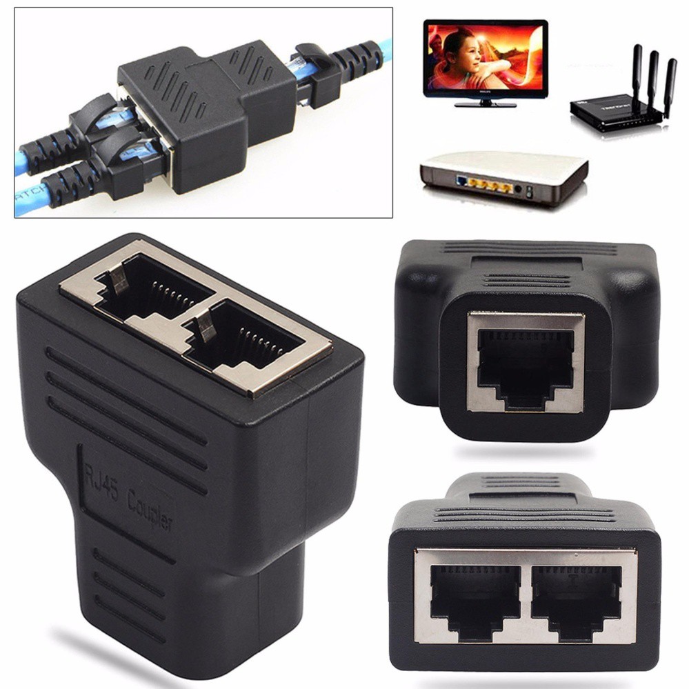 1 To 2 Lan Ethernet Network Cable Rj45 Splitter Plug Adapter Connector