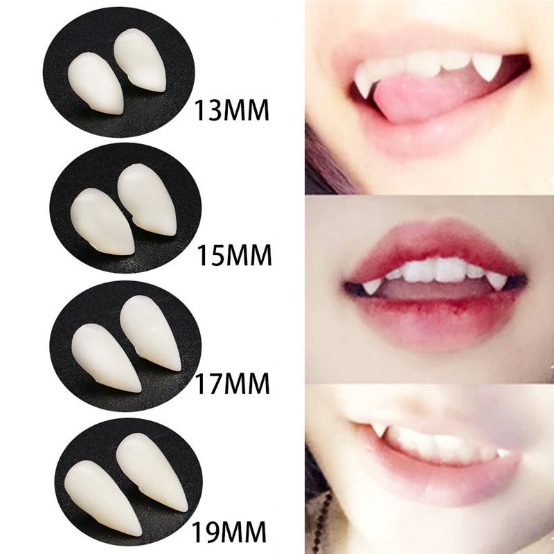 2pcs Vampire Teeth Fangs Resin Halloween Fangs Dentures Teeth Cosplay Party Props Decoration Kid Adult accessories