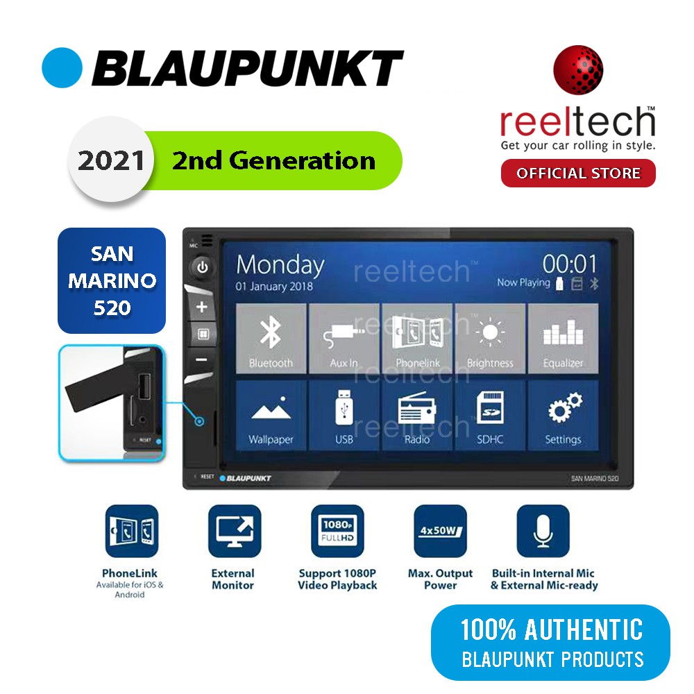 Blaupunkt San Marino 520 - 7" Touch Screen Bluetooth SWC USB Micro SD | Car Player | Player Kereta | Double Din