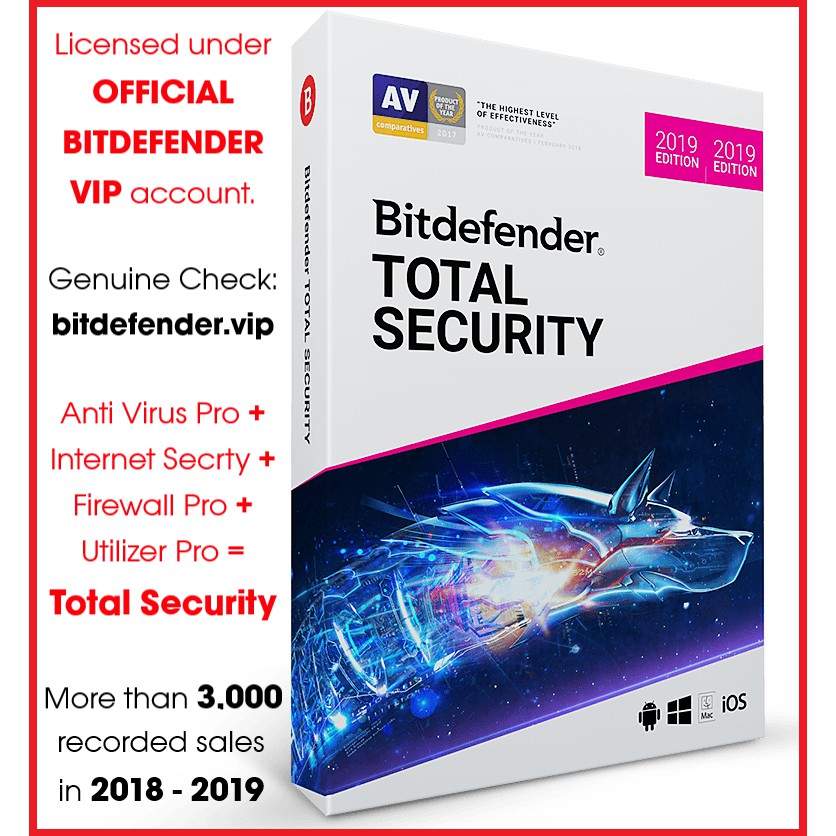 Bitdefender Total Security 2020 Up To 1500 Days Premium License