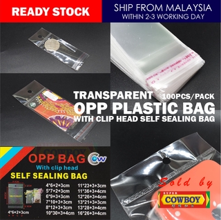 (±100pcs) Transparent OPP Plastic with Hole / Plastik Pembalut berlubang / berpelekat / Resealable Clear Packing