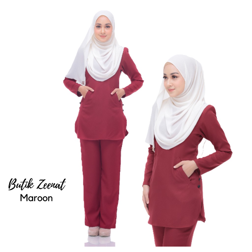  BAJU  MUSLIMAH  BLOUSE SUIT BERPOKET SET SUIT PLAIN POKET 