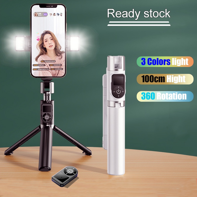 Purpose Must 1 M Length Selfie Stick Tripod Wireless Bluetooth Remote 3 Colors LED Fill Light - Image 3