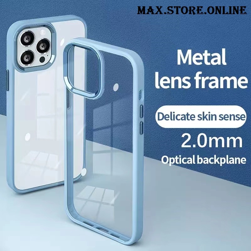 Max3 Online Metal Camera Lens Frame Phone Case for iPhone 11 / 12 / 13 Pro Max with Protection PC Back Transparent Cover