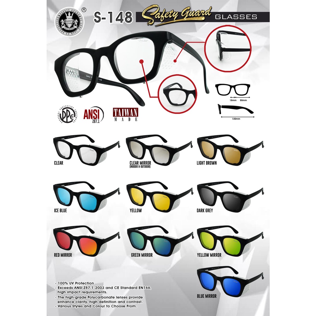 Safety Guard S -148 Sun Glasses Working Eyewear Goggle Safety Guard Spek Cermin Mata Kerja Lelaki