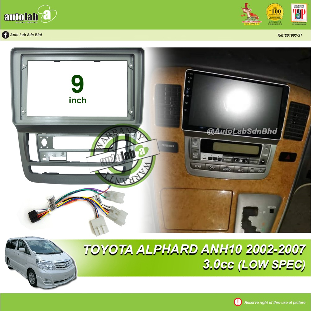 Android Player Casing 9" Toyota Alphard ANH10 2002-2007 (3.0cc Low Spec) with Socket CB-8