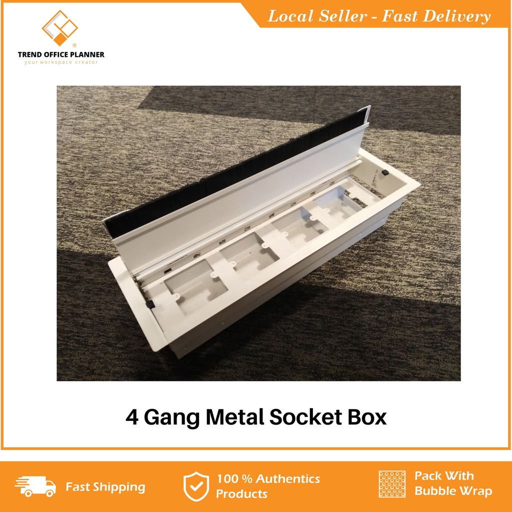 4 Gang Metal Socket Box Power Plug Storage Office Table Power Supply Storage Office