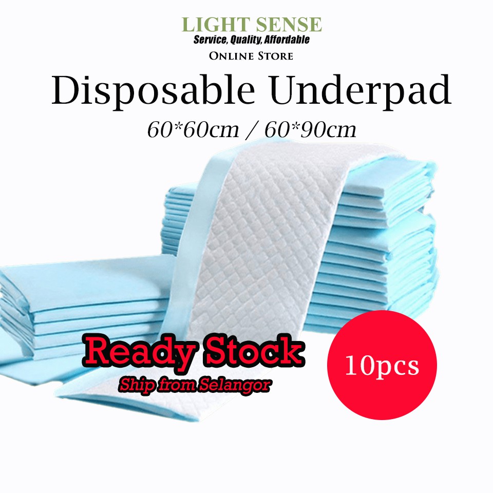 10pcs Disposable Underpad 5PLY 60cmX60cm 60cmX90cm Shopee Malaysia