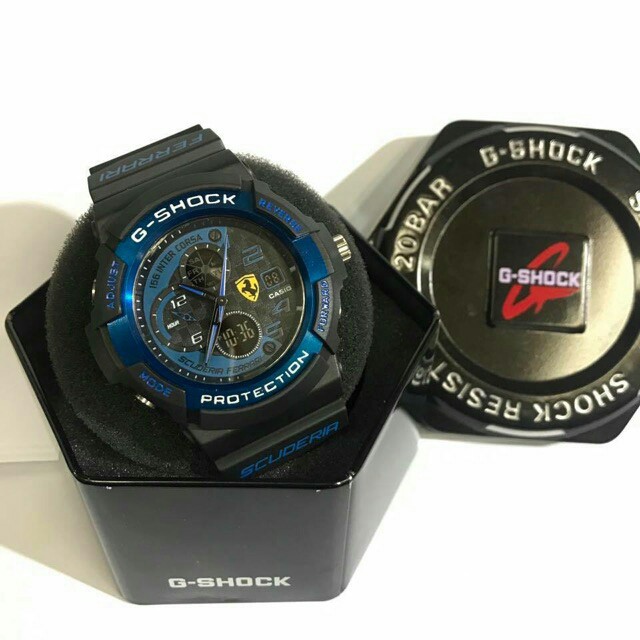 Casio G Shock Ferrari Black And Blue Color Watch Shopee Malaysia