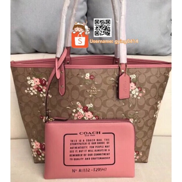 coach city zip tote pink