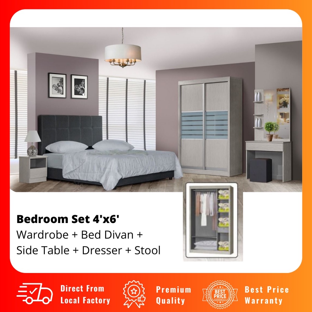 Melaka Combo Bedroom Set 5 in 1/ Set Bilik Murah Harga Kilang Shopee