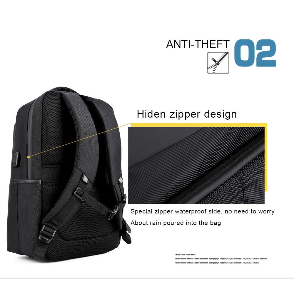 Beg Laptop Backpack Waterproof Nylon Laptop USB Charging Business ...