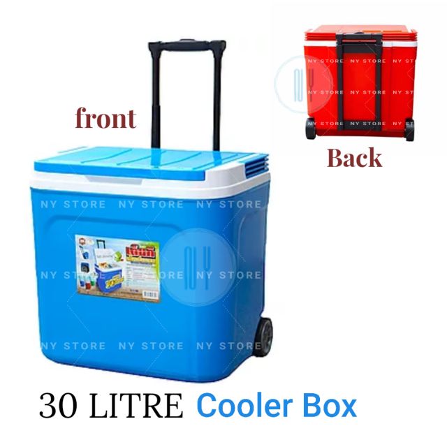 Portable Cooler Ice Box 30 Litre with Wheel Denki Express Cooler Roda