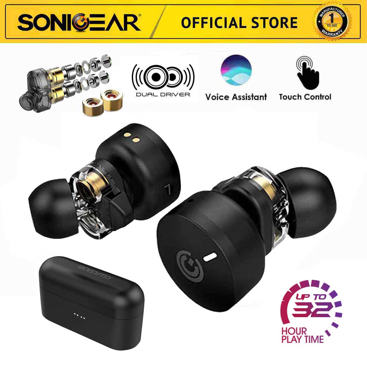 SonicGear Earpump TWS 7 True Wireless Stereo Earbud | 32 Hour Playtime ...