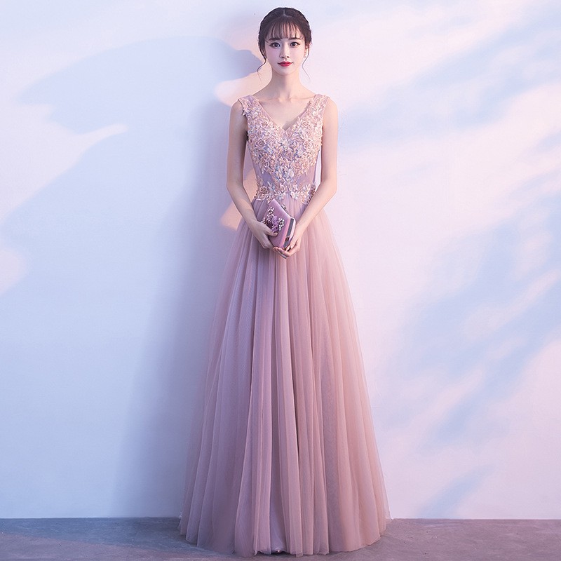 Women Luxury Wedding Dress Formal Evening Sleeveless Slim Maxi