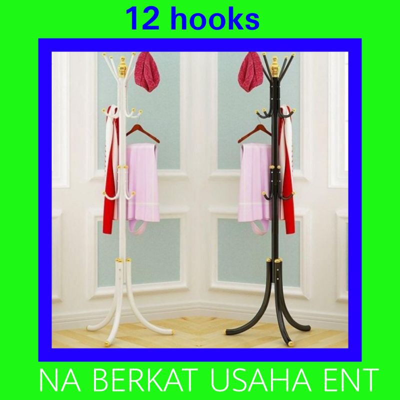 Hanging Pole Rack Clothes Hanger (Strong Big Size 12 Big Hooks ...