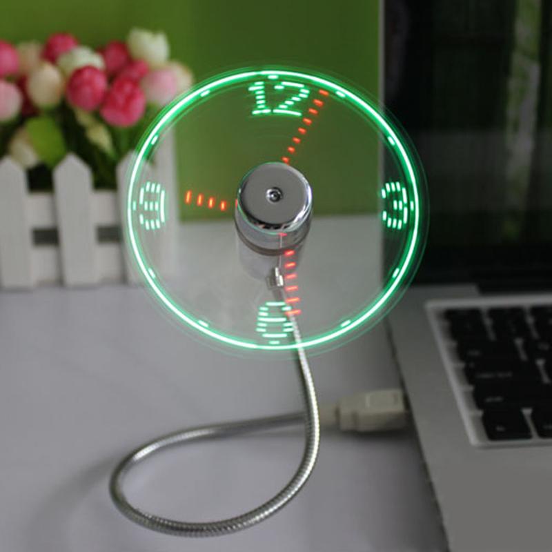 Mini Hand USB Fan portable gadgets Flexible Gooseneck LED Clock Cool For laptop PC Notebook Real Time Display