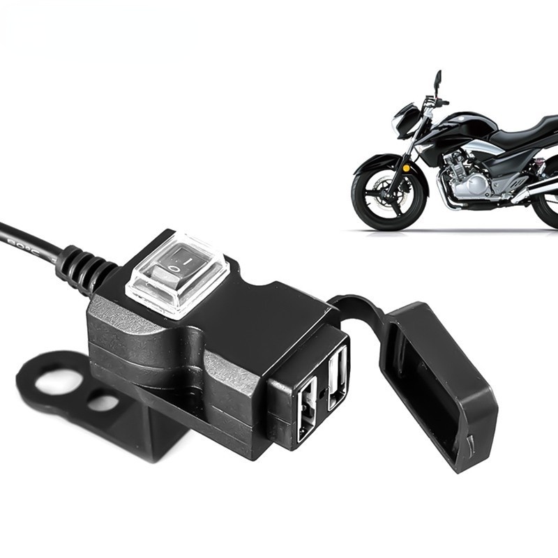 Motorbike Accessories 9-24V Waterproof Motorcycle Handlebar Dual USB Charger 5V-1A/2.1A Adapter Power Supply Socket for Phone