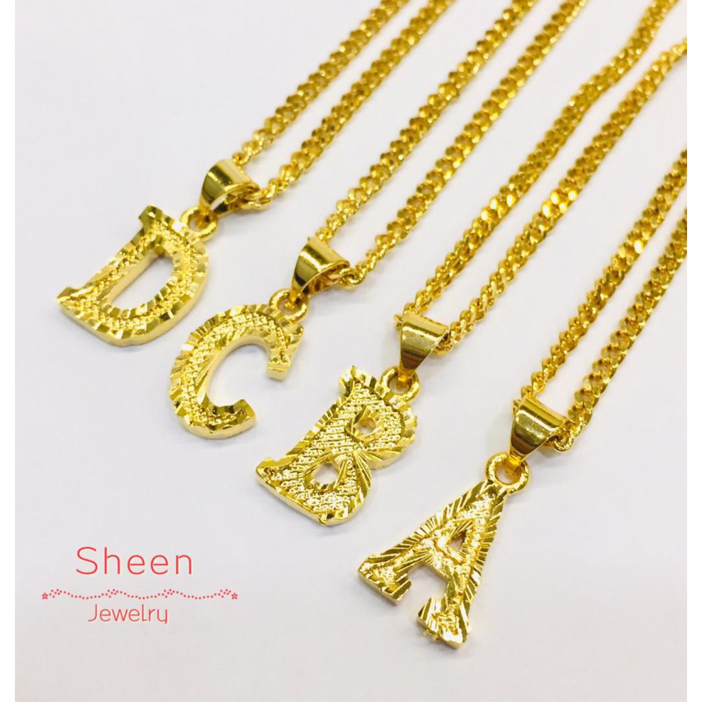 Set Rantai leher nipis 50cm pendant A B C EMAS KOREA Set Rantai leher nipis 50cm pendant A B C EMAS KOREA