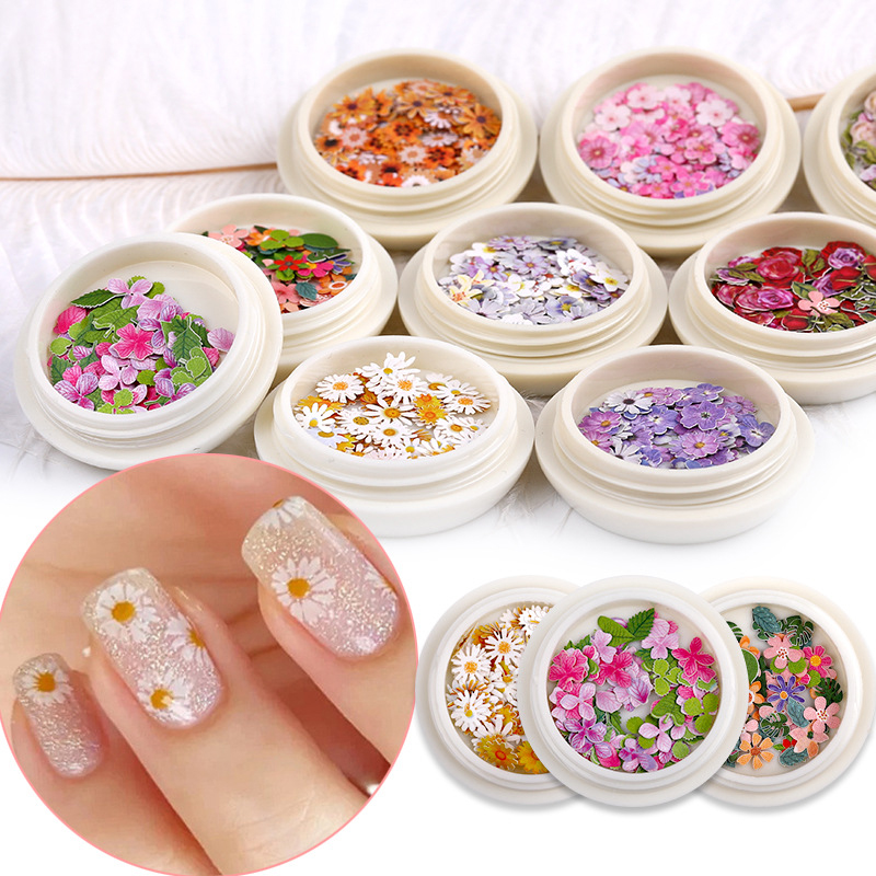 50 Pcs Mixed Style Nails Art Colorful Dried Flowers Crafts / 3D Nail Art  Sticker For Tips / Manicure UV Gel Polish Decor DIY Accessories / Nail  Decoration Decals / Manicure Glitter